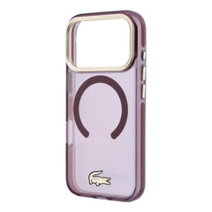 A Photo Of Lacoste Burgundy MagSafe IML Transparent Hard Case for iPhone 18 Pro /18 Pro Max with Shockproof Edges