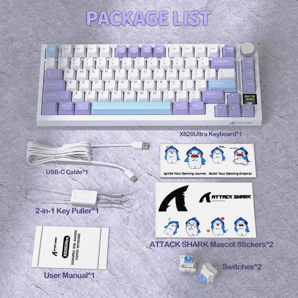 A Photo Of Attack Shark X820 Ultra 75% Tri-Mode Gasket Wireless Mechanical Gaming Keyboard
