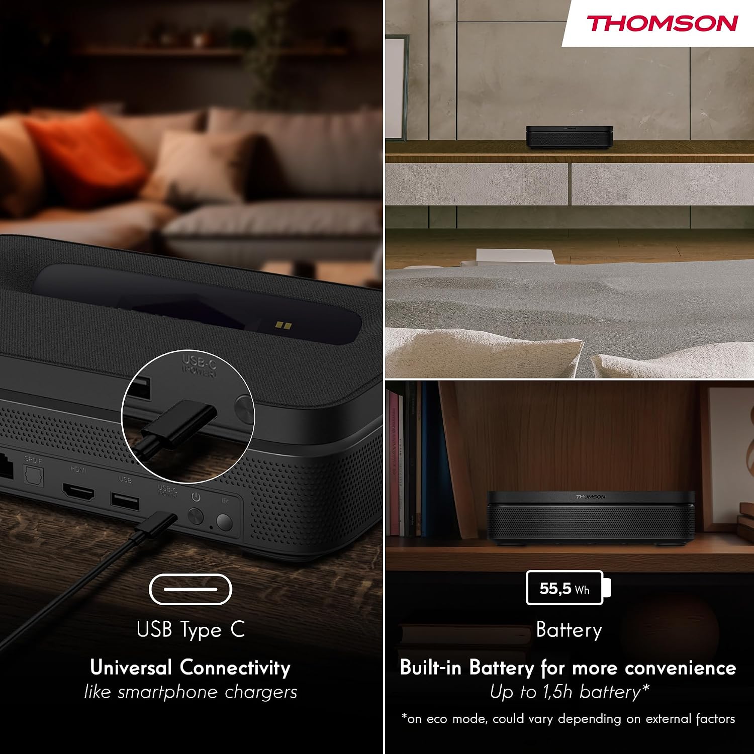 A Photo Of Thomson Sirius PG55B Full HD Smart RGB Laser Projector