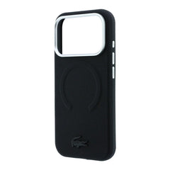 A Photo Of Lacoste MagSafe Black PU Leather Hard Case for iPhone 18 Pro/18 Pro Max with Petit Pique Embossed