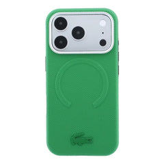 A Photo Of Lacoste MagSafe Green PU Leather Hard Case for iPhone 18 Pro/18 Pro Max with Petit Pique Embossed