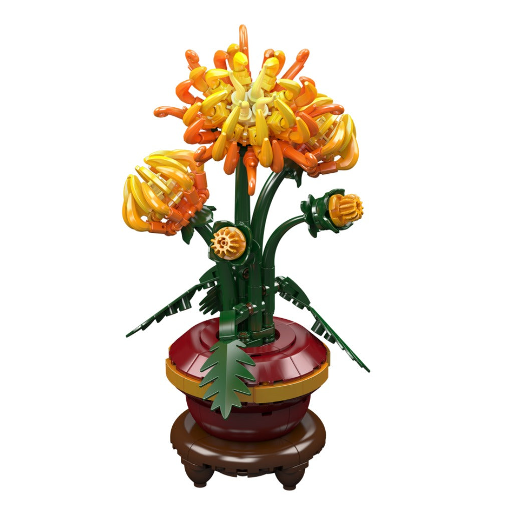 A Photo Of Mould King Chrysanthemum Potted Plant Building Toy Set - 417 Pieces - 24118