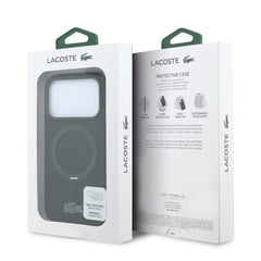 A Photo Of Lacoste iPhone 18 Pro Max/17 Pro Max Black MagSafe Case with Iconic Petit Pique Hard Case & 360° Rotating Ring Stand