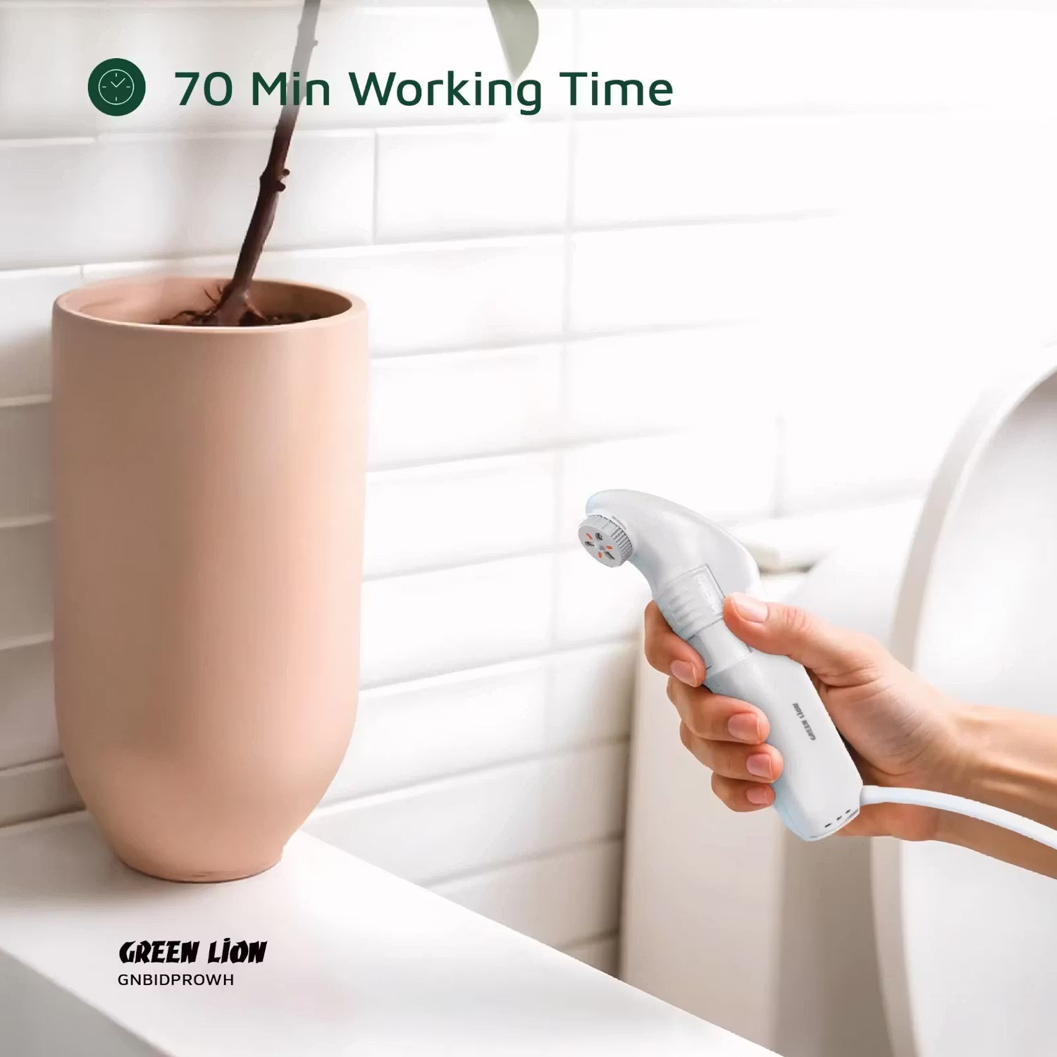 A Photo Of Green Lion Compact Bidet GNBIDPRO - Rechargeable, 2 Spray Modes, White