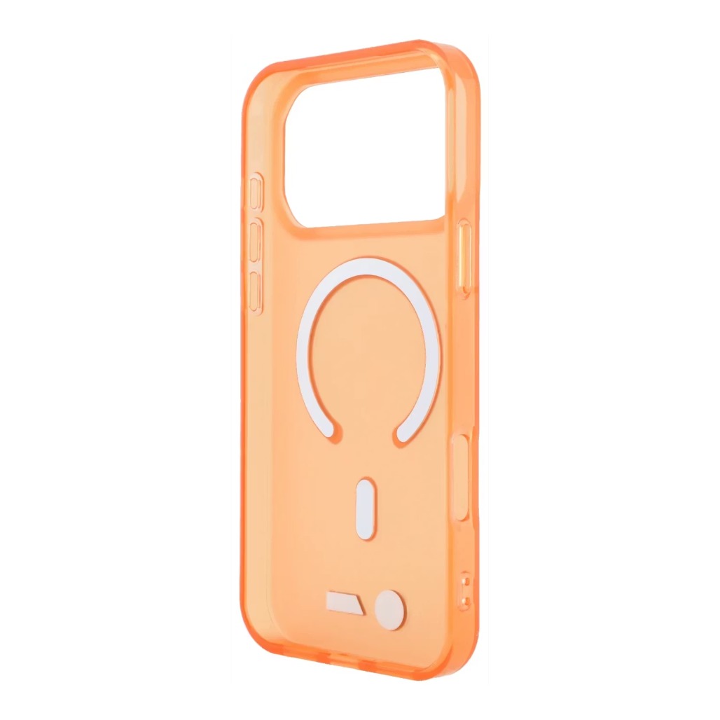 A Photo Of BMW MagSafe iPhone 18 Pro Max Orange IML Frosted Hard Cover with Metal Logos