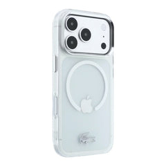 A Photo Of Lacoste iPhone 18 Pro Max MagSafe Case IML White Matte Frosted Finish Hard Cover, Scratch Resistant