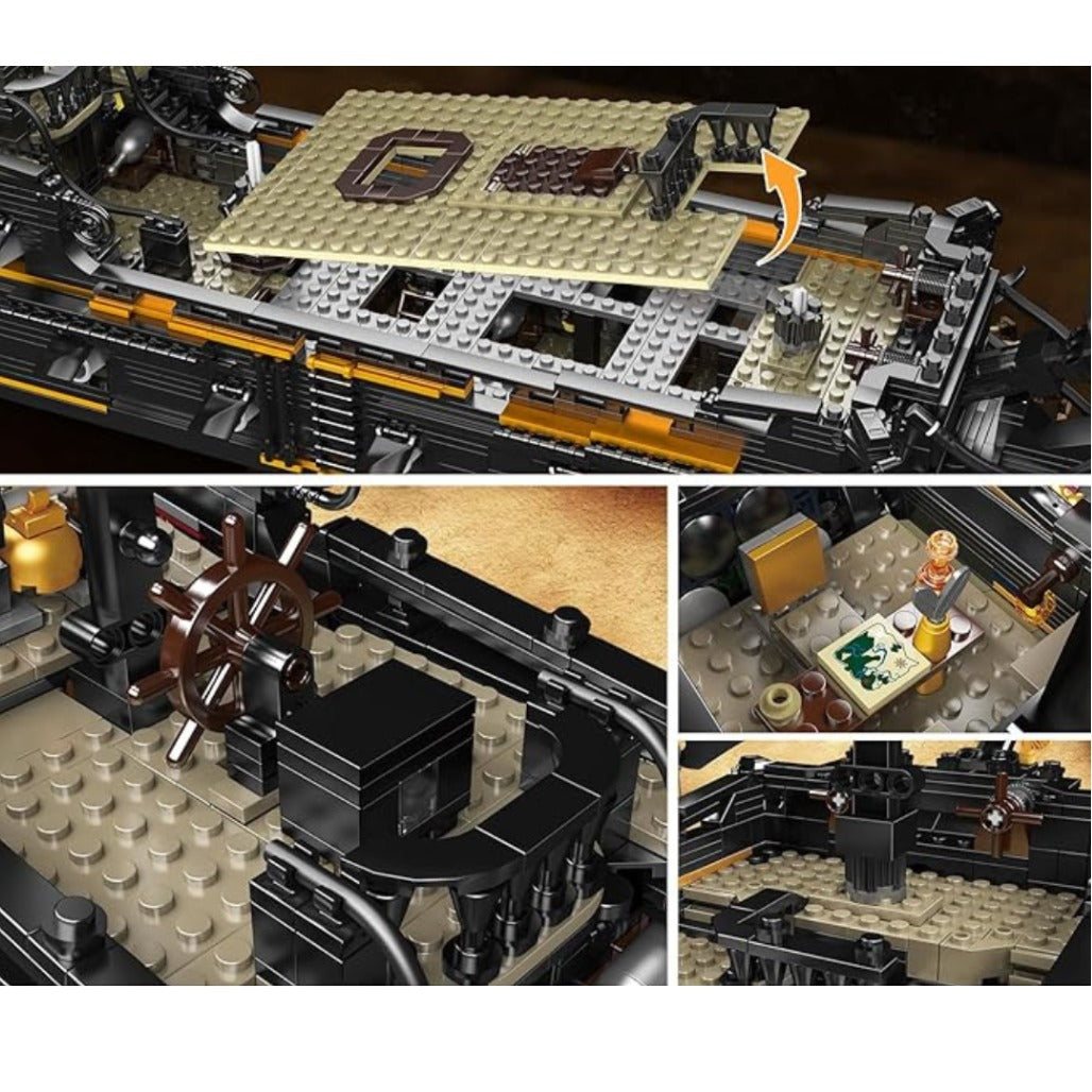 A Photo Of Mould King Black Pirates Ship Model Building Toy Set - 3180 Pieces - 13199
