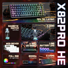 A Photo Of Attack Shark X82 Pro HE Wireless Gaming Keyboard