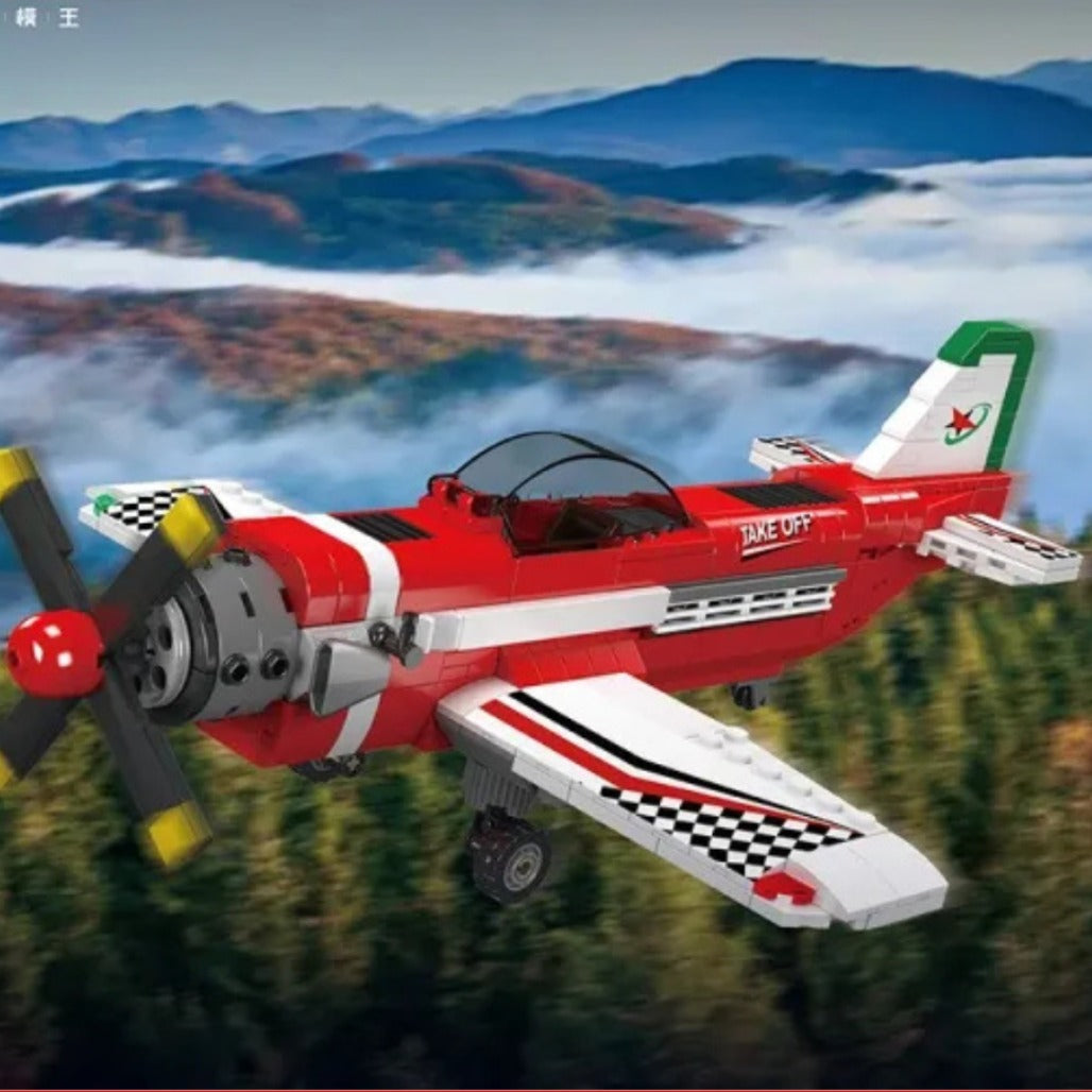 A Photo Of Mould King Racing Airplane Model Building Toy Set - 470 Pieces - 24058