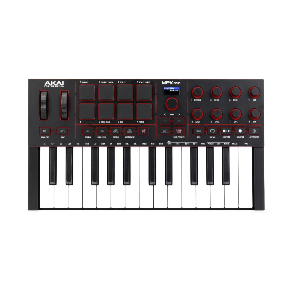 A Photo Of AKAI Professional MPK Mini IV MIDI Keyboard Controller - Black
