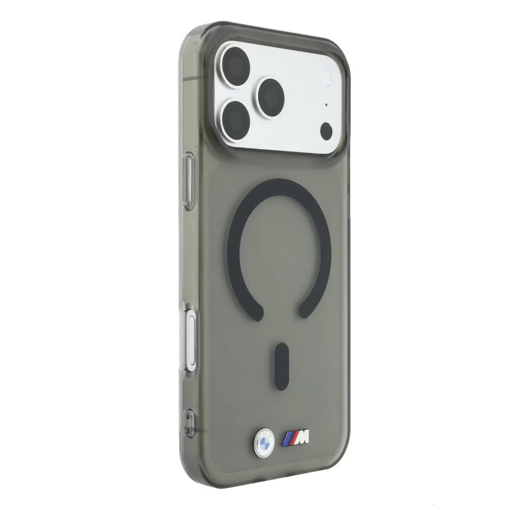A Photo Of BMW MagSafe iPhone 18 Pro Max Case Black IML Frosted Hard Cover with Metal Logos