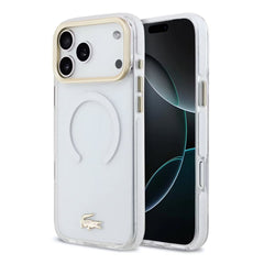 A Photo Of Lacoste Magsafe IML Shockproof Hard Case With Glossy Finish & Gold Logo For iPhone 18 Pro/18 Pro Max