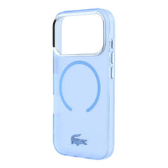 A Photo Of Lacoste iPhone 18 Pro Max MagSafe Case IML Blue Matte Frosted Finish Hard Cover, Scratch Resistant