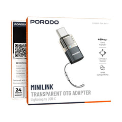 A Photo Of Porodo MiniLink Lightning to USB-C OTG Adapter PDLTOC50 - Grey