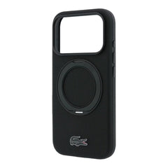 A Photo Of Lacoste iPhone 18 Pro Max/17 Pro Max Black MagSafe Case with Iconic Petit Pique Hard Case & 360° Rotating Ring Stand