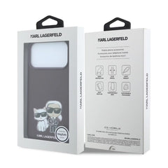A Photo Of Karl Lagerfeld iPhone 18 Pro Max MagSafe Burgundy Smooth PU Karl & Choupette Bodies Sketch Hard Cover