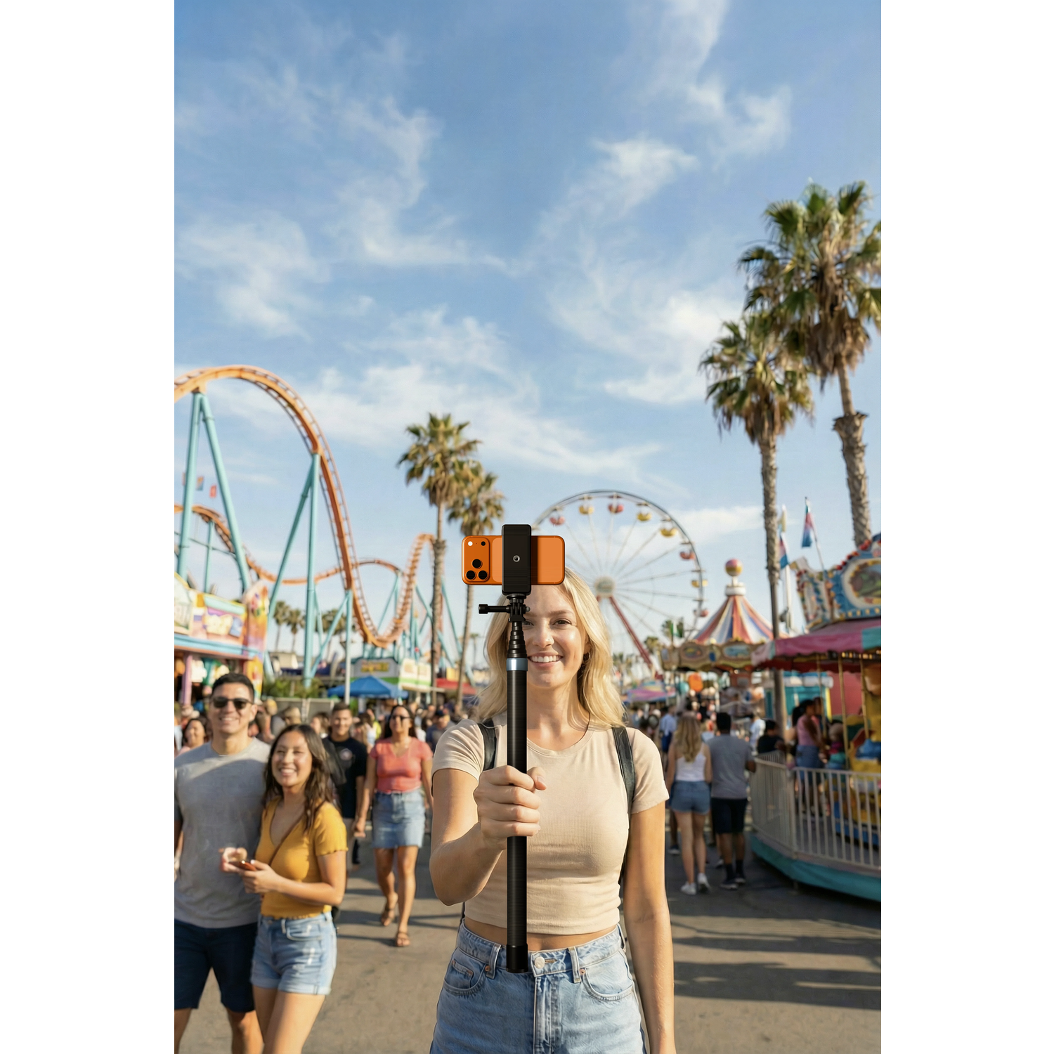 A Photo Of Green Lion Selfie Stick ELEVATE PRO GNELESTK3MBK - 3M Telescopic, Black