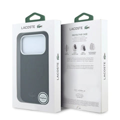 A Photo Of Lacoste MagSafe Black PU Leather Hard Case for iPhone 18 Pro/18 Pro Max with Petit Pique Embossed