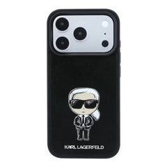 A Photo Of Karl Lagerfeld MagSafe iPhone 18 Pro Black Smooth PU Ikonik Sketch Hard Cover