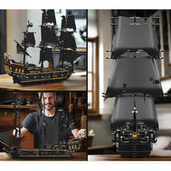 A Photo Of Mould King Black Pirates Ship Model Building Toy Set - 3180 Pieces - 13199