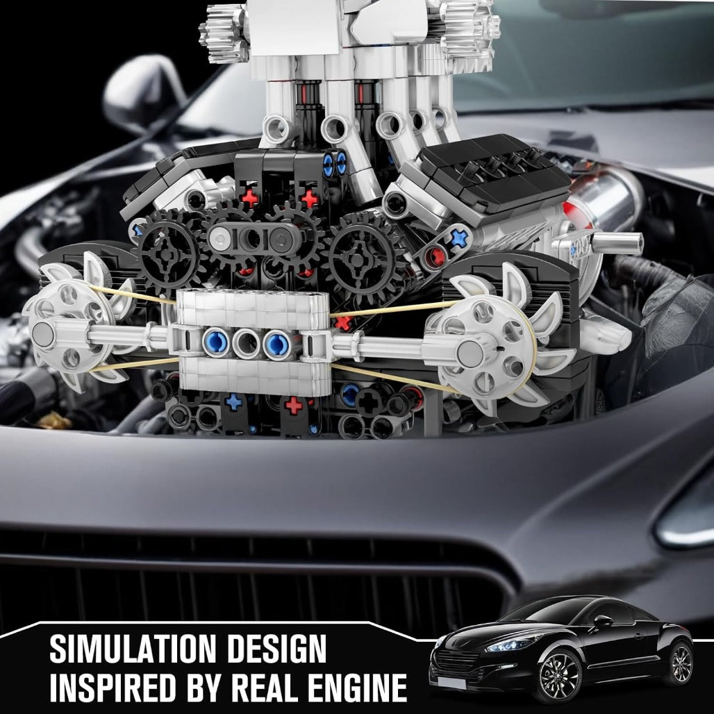A Photo Of Mould King Motorized Turbocharged V8 Engine Building Toy Set - 737 Pieces - 10206