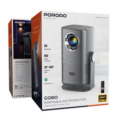 A Photo Of Porodo Portable Air Projector PDLFSTH1PGY - Android 13, Full HD, Gray