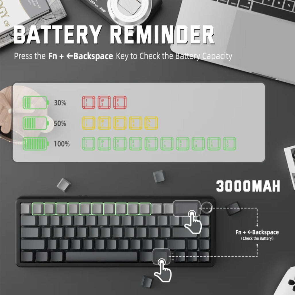A Photo Of Attack Shark X66 Wireless Mechanical Gaming Keyboard