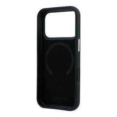 A Photo Of Lacoste MagSafe Black PU Leather Hard Case for iPhone 18 Pro/18 Pro Max with Petit Pique Embossed