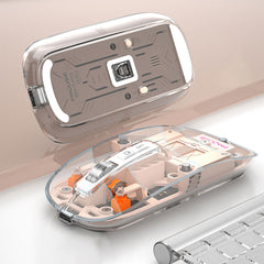 A Photo Of Wireless mouse FMOUSE M133 Bluetooth and USB 2.4G connection unique transparent design with DPI up to 2400