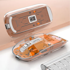 A Photo Of Wireless mouse FMOUSE M133 Bluetooth and USB 2.4G connection unique transparent design with DPI up to 2400
