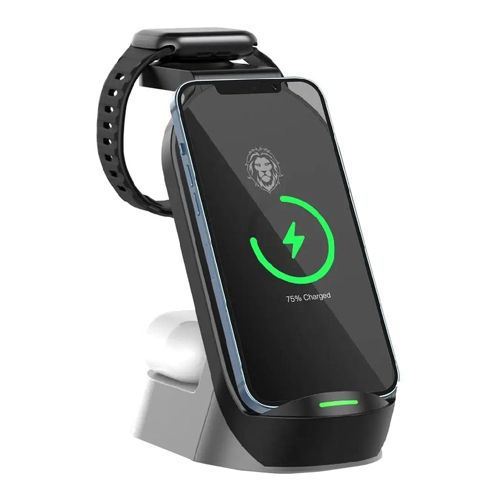 A Photo Of Green Lion 4 in 1 Fast Wireless Charger 15W - Black