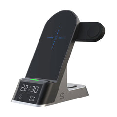 A Photo Of Green 6-in-1 Wireless Charger 15W with LED Display & Alarm Clock | Black | GN6IN1WFCBK