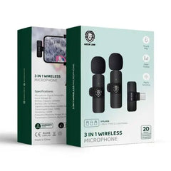 A Photo Of Green Lion GN3WIRMICPBK 3 In 1 Wireless Microphone