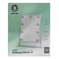 A Photo Of Green Lion GNBR9LEDMIRWH Brightening 9 Led Makeup Mirror - White