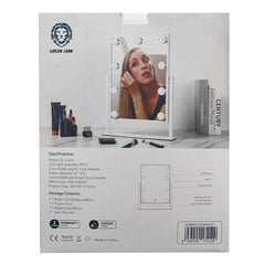 A Photo Of Green Lion GNBR9LEDMIRWH Brightening 9 Led Makeup Mirror - White