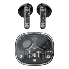 A Photo Of Green Lion Transparent Pro Wireless Earbuds - GNTPROTWSBK