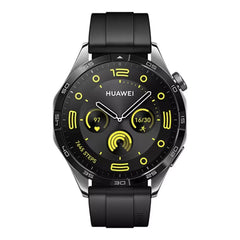 A Photo Of Huawei Watch GT4 46mm Black Fluoroelastomer Strap - Advanced Smartwatch with AMOLED Display