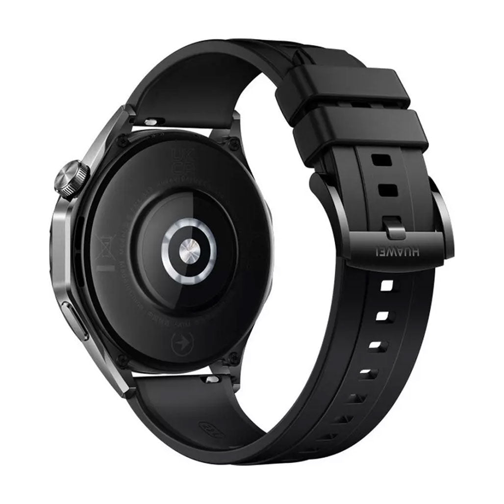 A Photo Of Huawei Watch GT4 46mm Black Fluoroelastomer Strap - Advanced Smartwatch with AMOLED Display