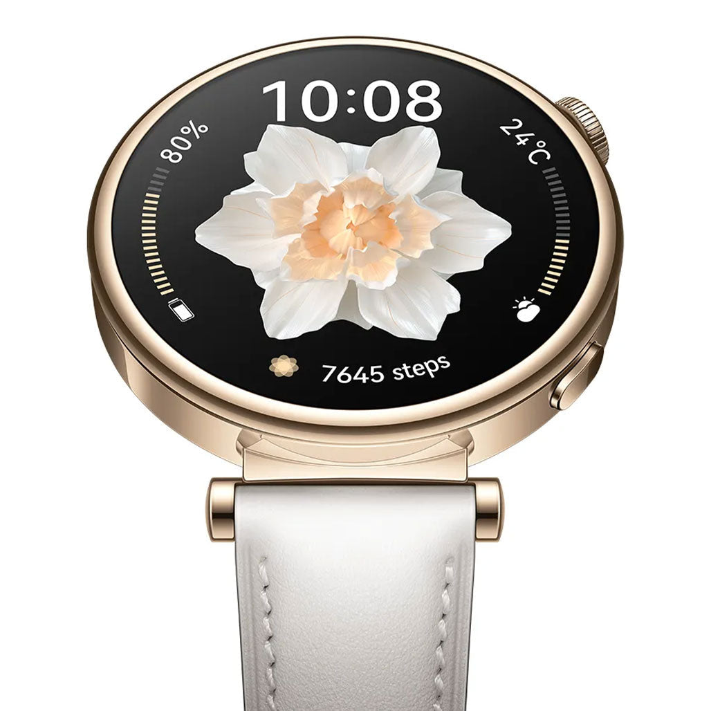 A Photo Of Huawei Watch GT 4 41mm White Leather Strap - Stylish AMOLED Smartwatch with Advanced Fitness Tracking