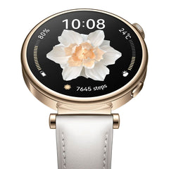 A Photo Of Huawei Watch GT 4 41mm White Leather Strap - Stylish AMOLED Smartwatch with Advanced Fitness Tracking