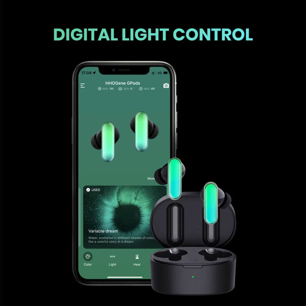 A Photo Of HHOGene GPods NC Wireless Earbuds with Light Control – Innovative TWS Earbuds with Customizable Light Effects and Premium Sound