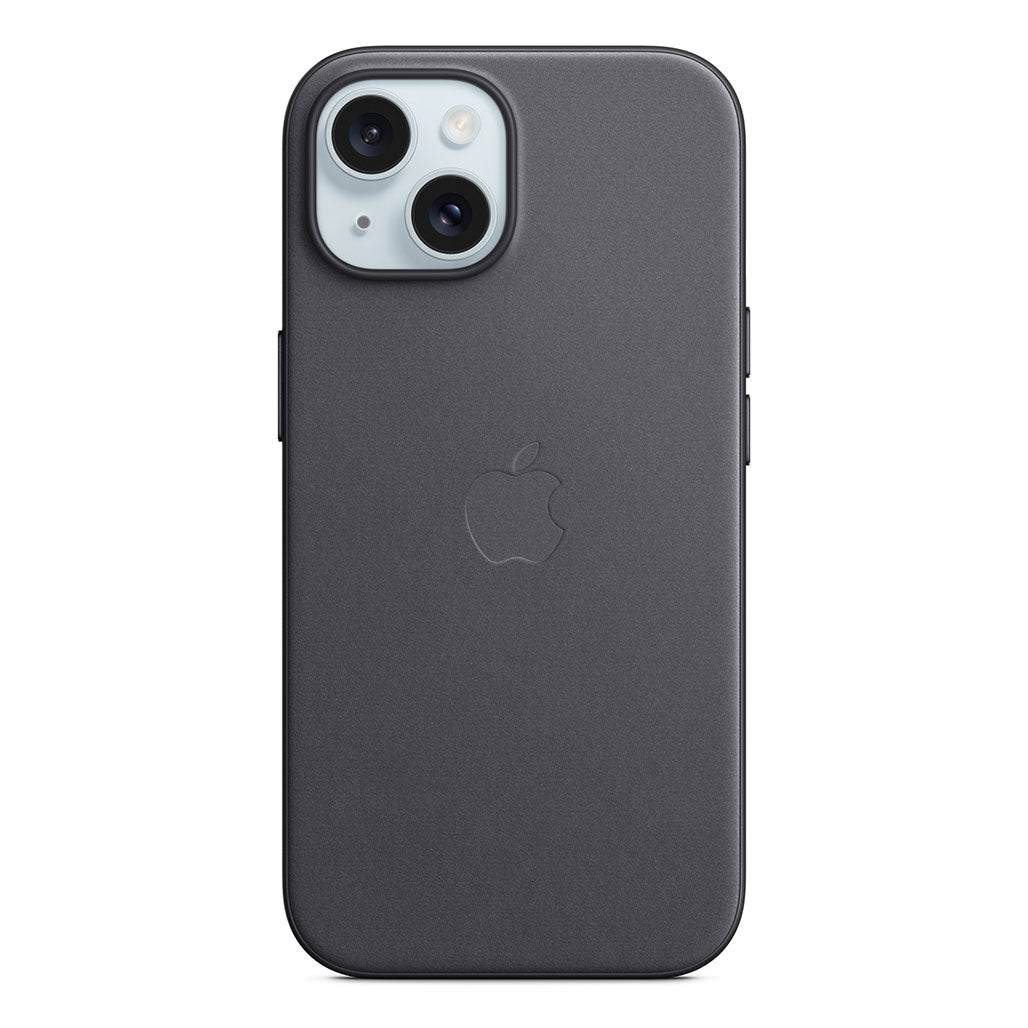 A Photo Of Apple iPhone 15 FineWoven Case with MagSafe - Black | Sustainable, Stylish Protection