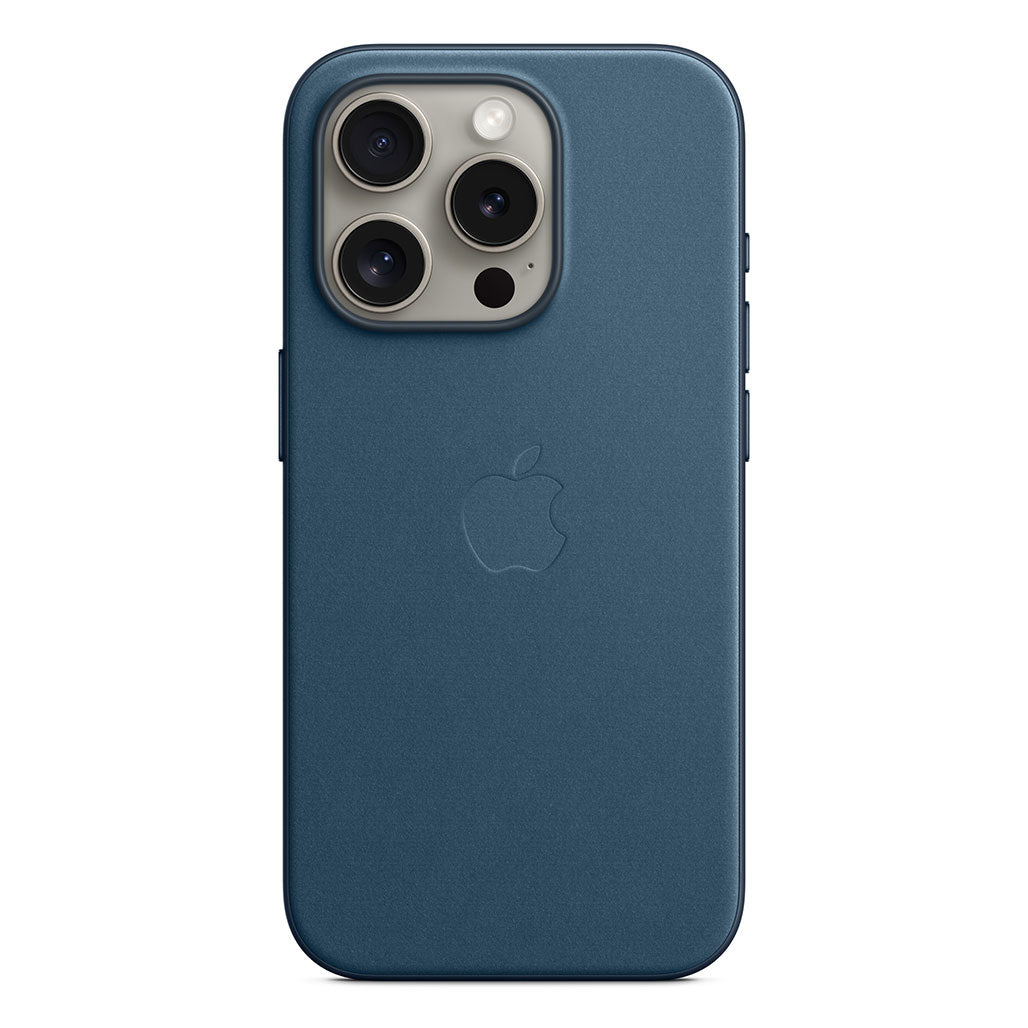 A Photo Of Apple iPhone 15 Pro FineWoven Case with MagSafe - Pacific Blue