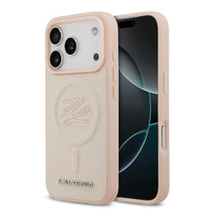 A Photo Of Karl Lagerfeld MagSafe PU Leather Case with Debossed Logo for iPhone 17 Pro