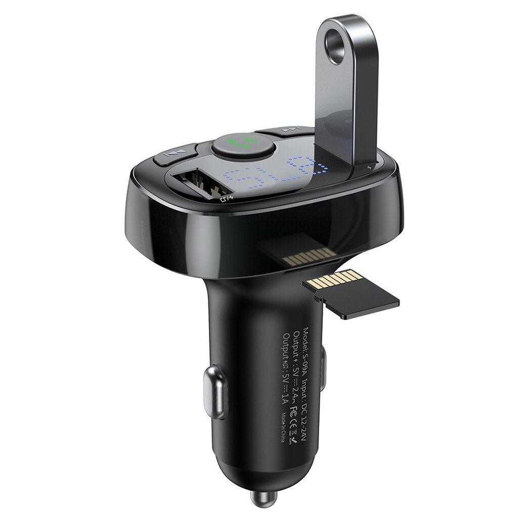 A Photo Of Baseus T-Typed Bluetooth MP3 Charger with Car Holder – Dual USB Fast Charging & Hands-Free Calling