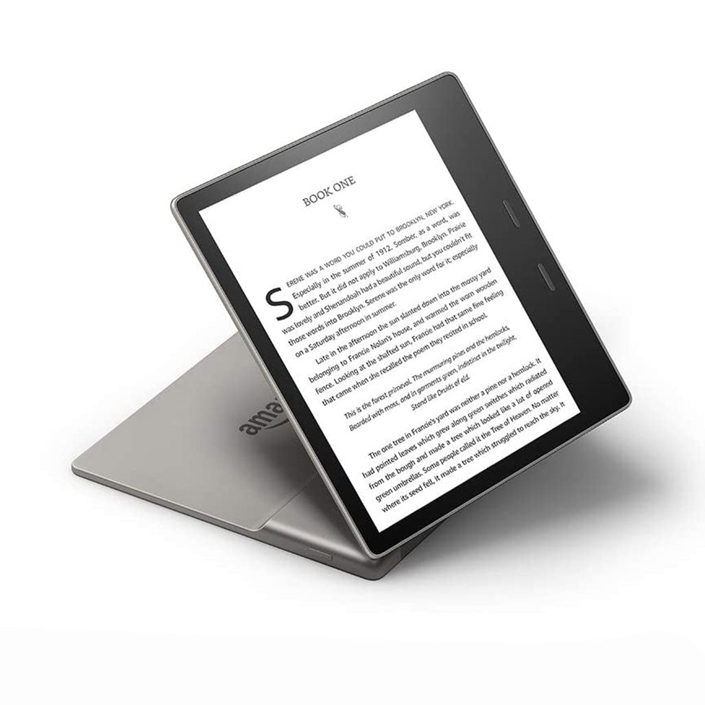 A Photo Of Amazon Kindle Oasis 8GB – 7” E-Reader with Page Turn Buttons, Adjustable Warm Light, Waterproof – Graphite