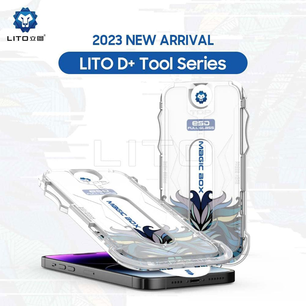 A Photo Of LITO Magic Box D+ Tools Full Glass Screen Protector for Apple iPhone 14 Pro Max – HD Transparency, Scratch-Resistant & Easy Application