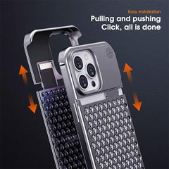 A Photo Of Metal Heat Dissipation Phone Case For iPhone 15 Pro/15 Pro Max- Silver