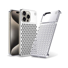 A Photo Of Metal Heat Dissipation Phone Case For iPhone 15 Pro/15 Pro Max- Silver