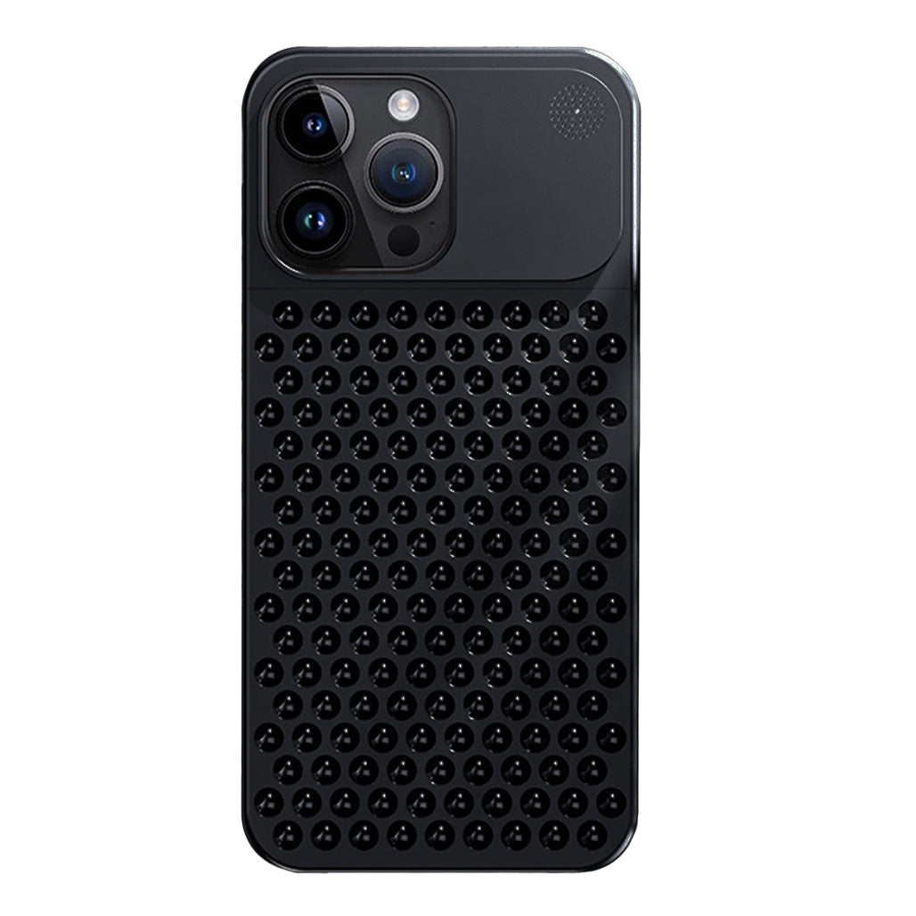 A Photo Of Metal Heat Dissipation Phone Case For iPhone 15 Pro - Black